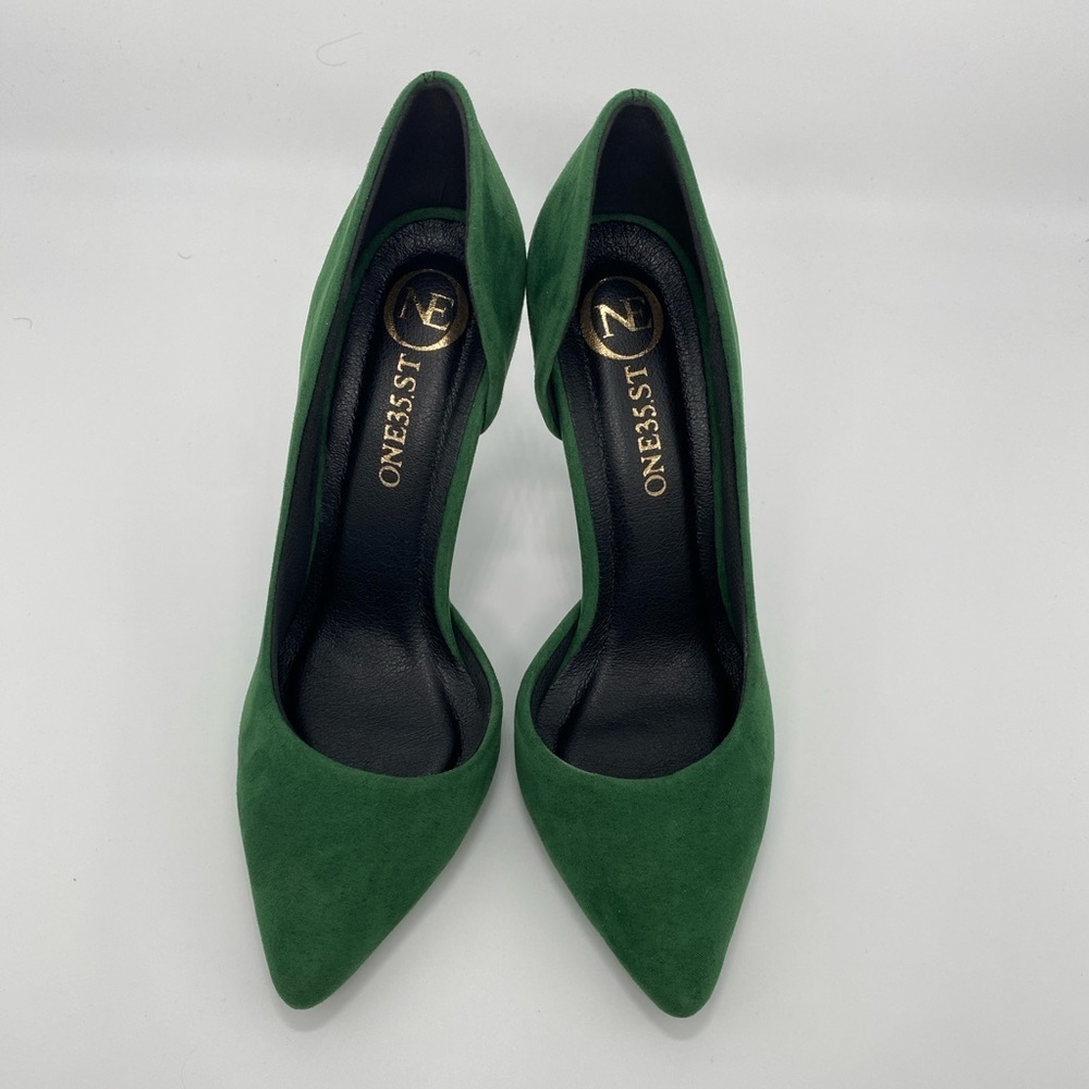 NEW VEGAN LEATHER WOMEN"S SHOES, OLIVE GREEN SIZE #7